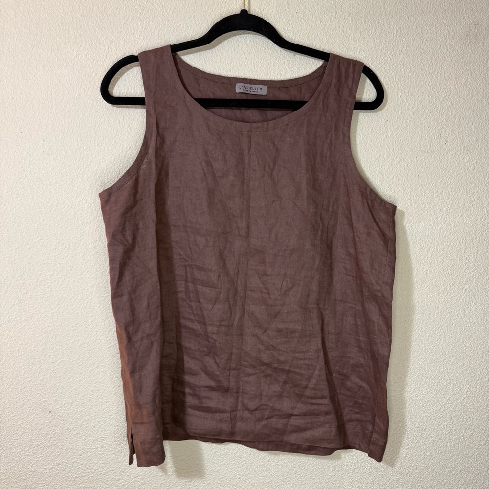 L'Atelier Brown Linen Tank Top